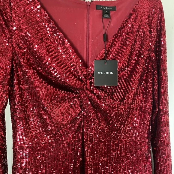 St John Elegant Sequin twist long sleeve Gown NWT - Picture 7 of 10